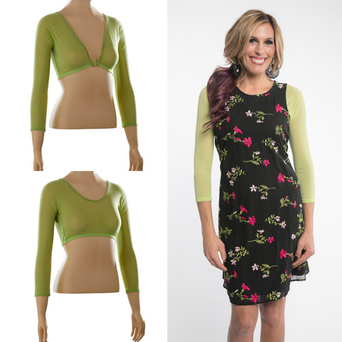 Basic 3/4 Length Apple Green Mesh Sleevey Wonders
