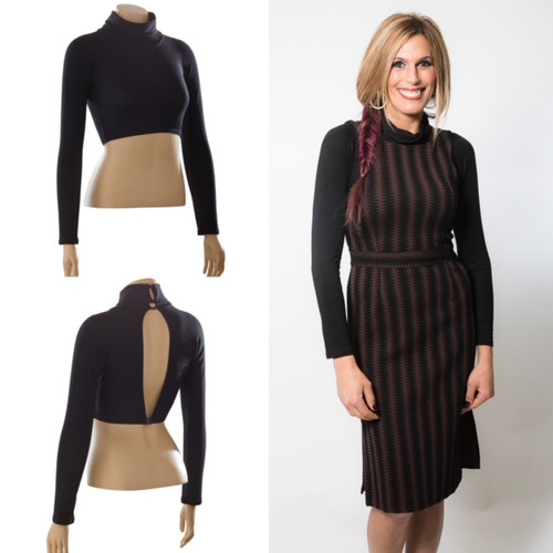 High Neck Black Jersey Long Sleeve Sleevey Wonders