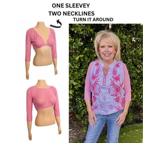 Basic 3/4 Length Blush Mesh Sleevey Wonders - Plus Size