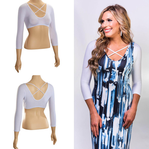 Criss-Cross 3/4 Sleeve White Jersey Sleevey Wonders