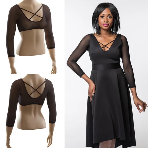 Criss-Cross 3/4 Sleeve Black Mesh Sleevey Wonders
