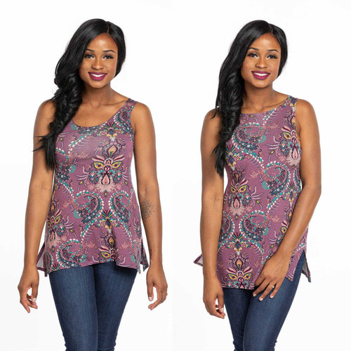 Turnaround Top Lavender Paisley Jersey