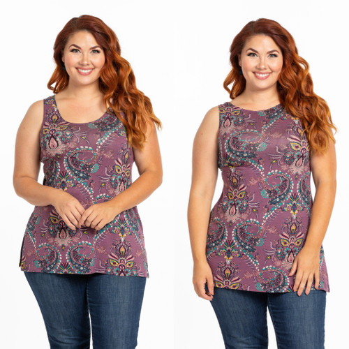 Turnaround Top Lavender Paisley Jersey - Plus Size
