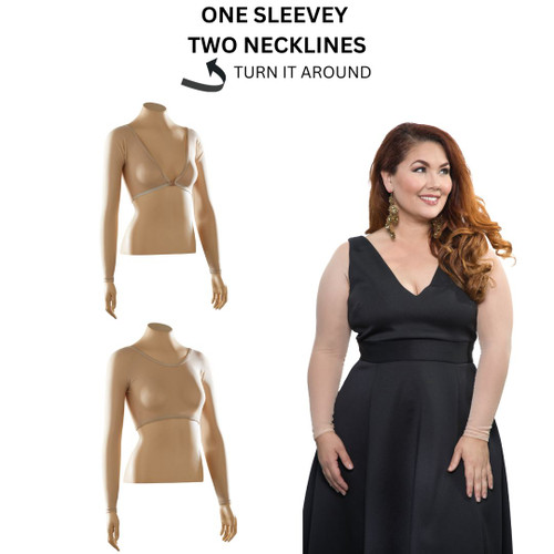 Basic Nude Mesh Long Sleeve Sleevey Wonders - Plus Size