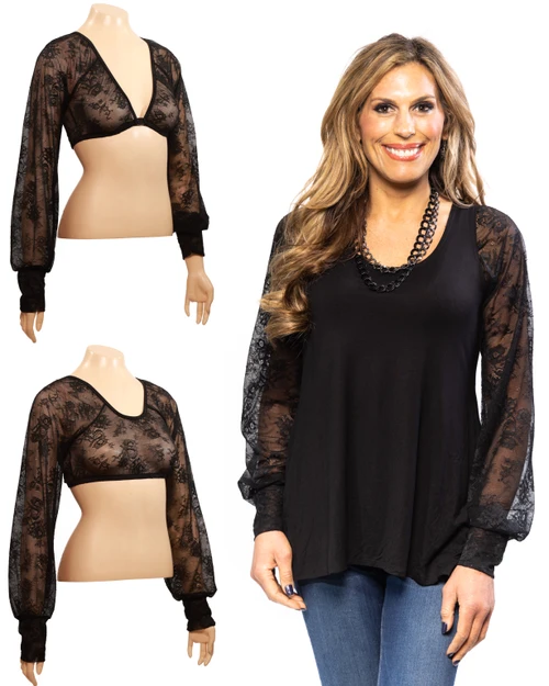 Long Puff Sleeve Black Lace Sleevey Wonders