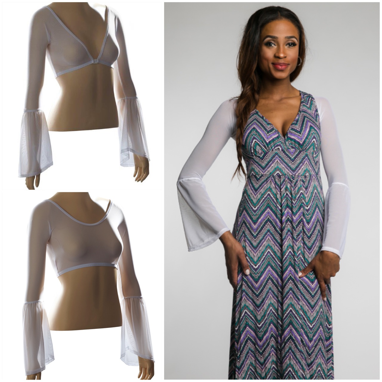 Long Bell Sleeve White Mesh Sleevey Wonders Sleevey Wonders