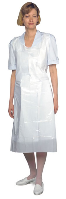 AMG - AMG 018-400 - BX/100 PLASTIC APRON MULTI-PURPOSE WHITE INDIVIDUALLY WRAPPED