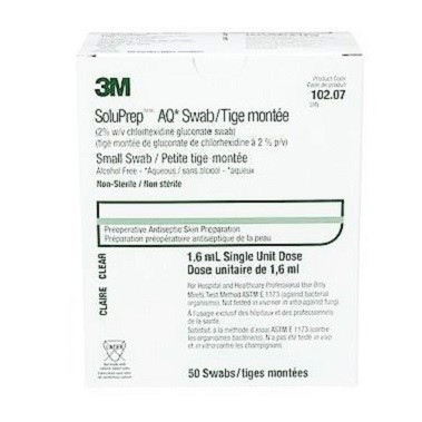 Solventum - A3M 10207 - BX/50 SWABSTICKS CLEAR SOLUTION CHLORHEXIDINE GLUCONATE 2PERCENT