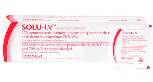 3M-10106 SOLU-I.V. 2% CHLORHEXIDINE GLUCONATE 70% ALCOHOL, Small SWABS BX/200