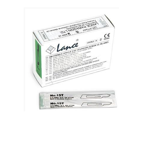 AMG - AMG 500-015 - BX/100 LANCE STAINLESS STEEL SCALPEL BLADES SIZE 15 STERILE, #3 FITTING