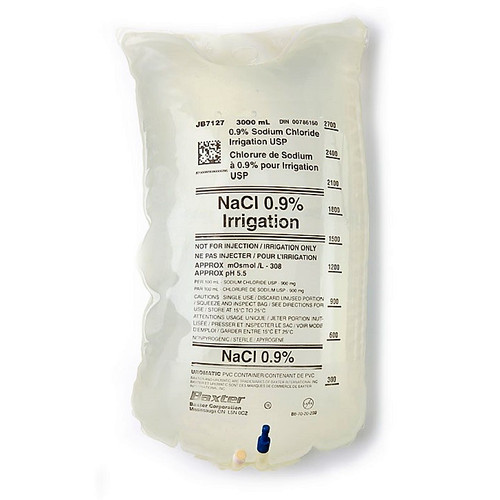 Baxter - BAX JB7127 - CS/4 IRRIGATION SOLUTION 0.9% NACL SODIUM CHLORIDE 3000ml VIAFLEX UROMATIC PLASTIC POUR CONTAINER p