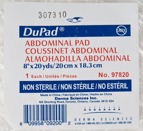 Derma Science - DUP 97820 - PK/1 DUPAD ABDOMINAL PAD 8IN x 20YDS, NON-STERILE