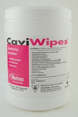 Metrex - MET 11-1100 - EA/1 (TUB/160) CAVIWIPES DISINFECTING TOWELETTE, REGULAR 6IN X 6.75IN 3 MINUTE ACTION