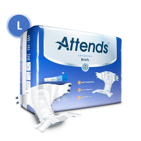 Attends - ATT DDC30 - 37736 - Attends Advanced Briefs, LARGE - Waist Size 44" - 58" - 3 bags of 24