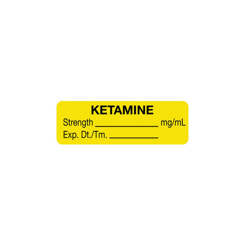 United AD Label - UAL AL-732 - RL/610 DRUG SYRINGE LABEL KETAMINE MG/ML YELLOW