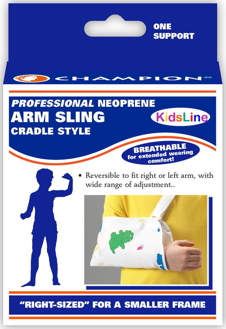 Airway - AIR 0320PR-P - EA/1 KIDS LINE MINIMUM ARM SLING CRADLE-STYLE W/ THUMB LOOP PEDIATRIC (5-8") PRINT NEOPRENE REVERSIB