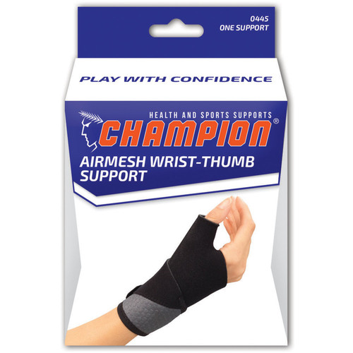 Airway - AIR 0445 - EA/1 CHAMPION AIRMESH WRIST-THUMB SUPPORT, MINIMUM, BLACK, UNIVERSAL