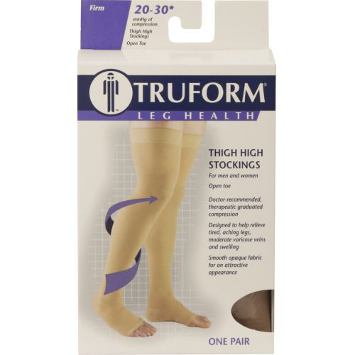 Airway - AIR 0868BG-XL - PR/1 TRUFORM CLASSIC MEDICAL THIGH HIGH OPEN TOE COMPRESSION SOCKS, 20-30 MMHG, DOT TOP, BEIGE, X-LA