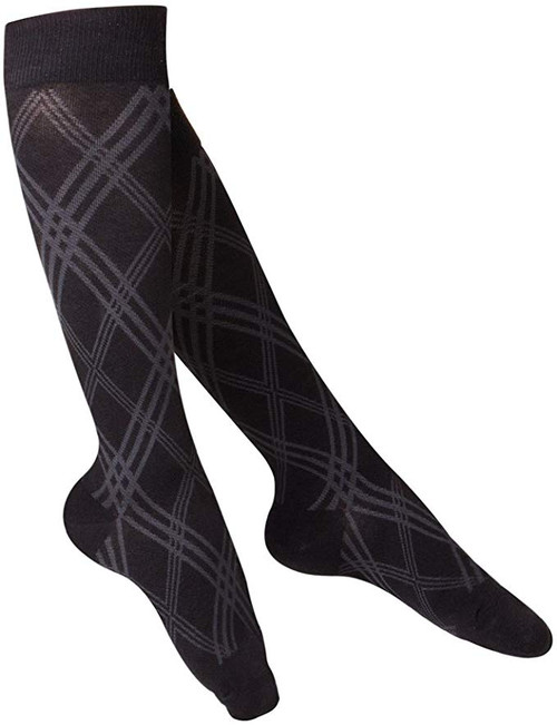 Airway - AIR 1074BL-L - PR/1 TRUFORM TOUCH LADIES KNEE HIGH COMPRESSION SOCKS 20-30MMHG ARGYLE, BLACK, LARGE