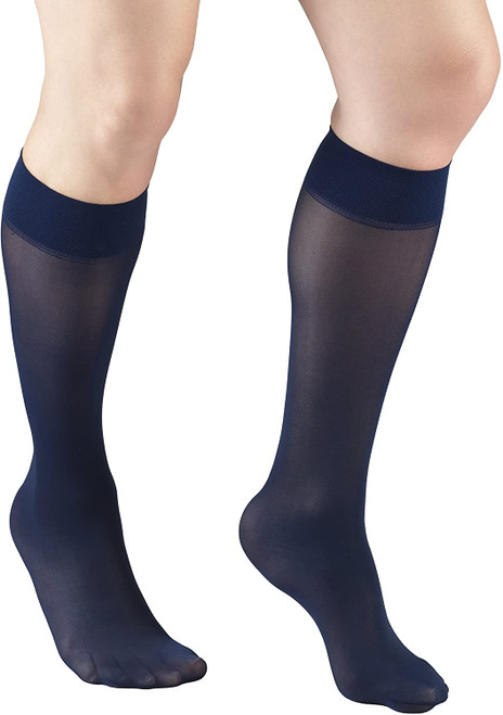 Airway - AIR 1763NV-S - PR TRUFORM LADIES LITES 8-15MMHG SHEER KNEE-HIGH CLOSED-TOE NAVY SM (4 - 5 SHOE) STOCKING LATEX-FREE