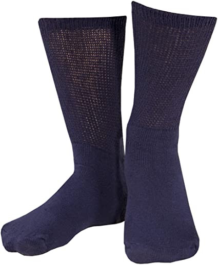 Airway - AIR 1918NV-S - PR/3 COMFORT CARE CASUAL NO COMPRESSION LOOSE FIT TOP CREW LENGTH DIABETIC SOCK NAVY SMALL (MEN: 4-6