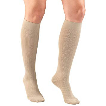 Airway - AIR 1973TN-M - PR/1 TRUFORM LADIES' 15-20MMHG RIB-PATTERN KNEE-HIGH COMPRESSION SOCKS MEDIUM (13 1/2" - 16") TAN LA