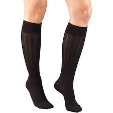 Airway - AIR 1975BL-L - PR/1 LADIES COMPRESSION SOCKS 15-20 MMHG CABLE BLACK, LARGE