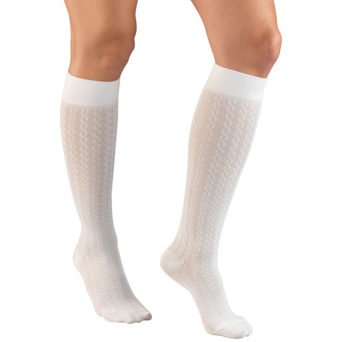 Airway - AIR 1975WH-S - PR/1 LADIES COMPRESSION SOCKS 15-20 MMHG CABLE WHITE, SMALL