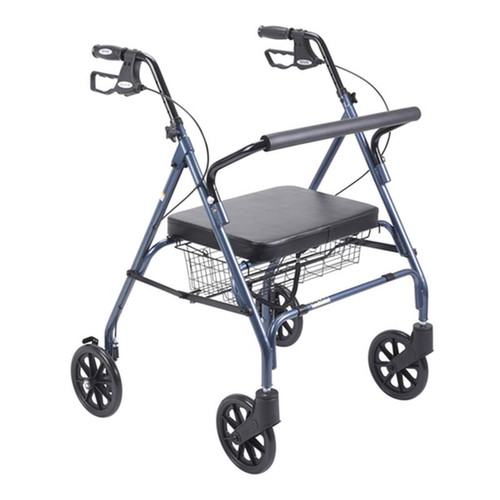 Drive Medical - DM 10215BL-1 - EA/1 Heavy Duty Bariatric Rollator Rolling Walker with Large Padded Seat, Blue