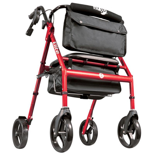 Drive Medical - DM 700-961 - EA/1 Elite Rollator Rolling Walker with Seat, Backrest and Saddle Bag, Garnet Red
