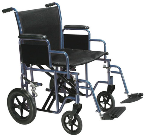 Drive Medical - DM BTR22-B - EA/1 Bariatric Heavy Duty Transport Wheelchair with Swing Away Footrest, 22" Seat, Blue