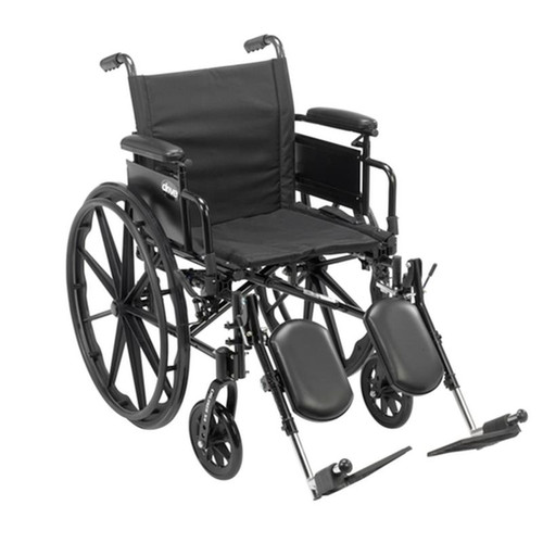 Drive Medical - DM CX418ADDAELR - EA/1 Cruiser X4 Lightweight Dual Axle Wheelchair W/ Detachable Desk Arms Elevating Leg Rest 18" Seat