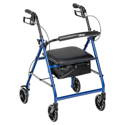 Drive Medical - DM R726BL - EA/1 Rollator Rolling Walker with 6" Wheels, Fold Up Removable Back Support and Padded Seat, Blue