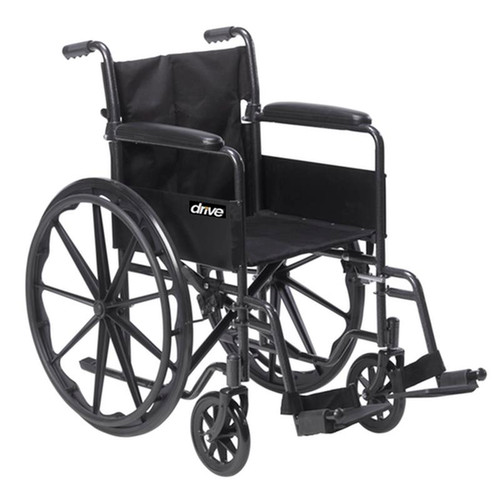 Drive Medical - DM SSP118FA-SF - EA/1 Silver Sport 1 Wheelchair with Full Arms and Swing away Removable Footrest