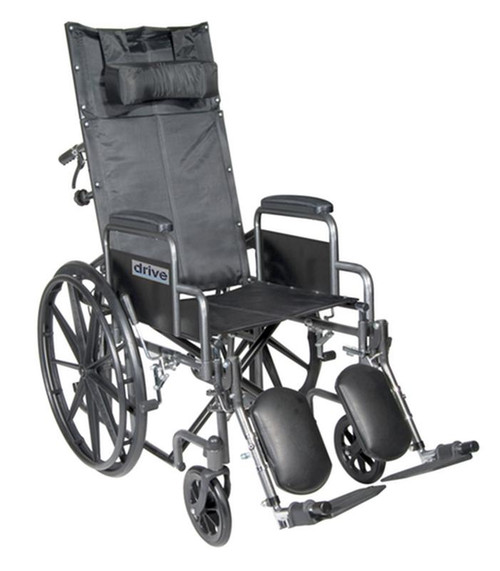 Drive Medical - DM SSP18RBDDA - EA/1 Silver Sport Reclining Wheelchair with Elevating Leg Rests, Detachable Desk Arms, 18" Seat