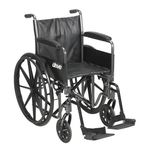 Drive Medical - DM SSP216DFA-SF - EA/1 Silver Sport 2 Wheelchair, Detachable Full Arms, Swing away Footrests, 16" Seat