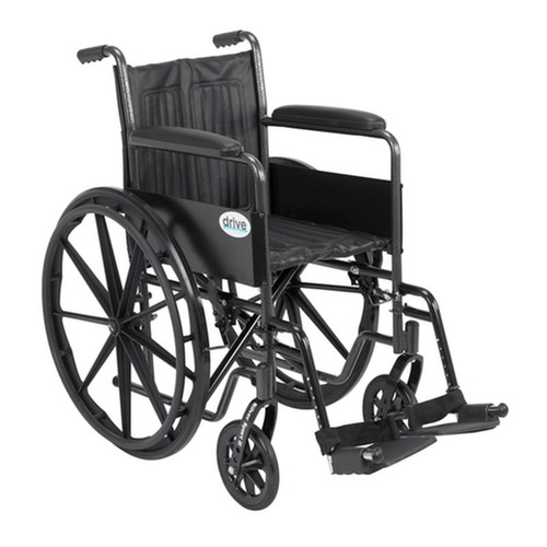 Drive Medical - DM SSP218FA-SF - EA/1 Silver Sport 2 Wheelchair, Non Removable Fixed Arms, Swing away Footrests, 18" Seat