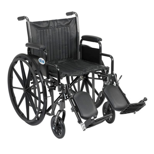 Drive Medical - DM SSP220DDAELR - EA/1 Silver Sport 2 Wheelchair, Detachable Desk Arms, Elevating Leg Rests, 20" Seat