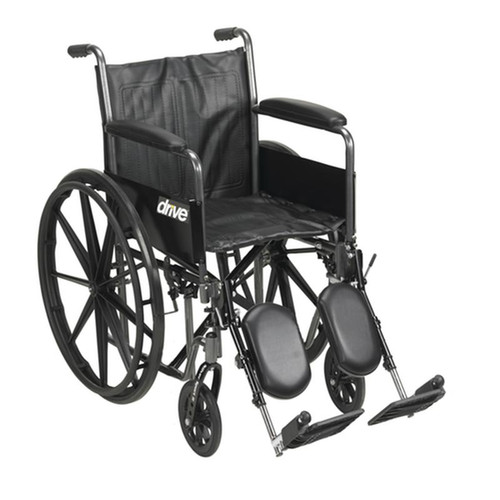 Drive Medical - DM SSP220DFAELR - EA/1 Silver Sport 2 Wheelchair, Detachable Full Arms, Elevating Leg Rests, 20" Seat