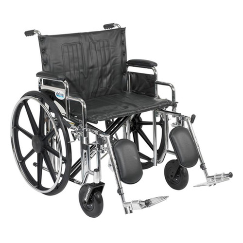 Drive Medical - DM STD24DDA-ELR - EA/1 Sentra Extra Heavy Duty Wheelchair, Detachable Desk Arms, Elevating Leg Rests, 24"Seat