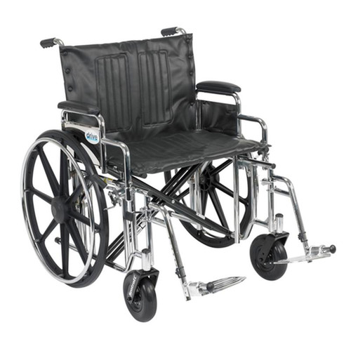 Drive Medical - DM STD24DDA-SF - EA/1 Sentra Extra Heavy Duty Wheelchair, Detachable Desk Arms, Swing away Footrests, 24" Seat