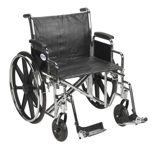 Drive Medical - DM STD24ECDDASF - EA/1 Sentra EC Heavy Duty Wheelchair, Detachable Desk Arms, Swing away Footrests, 24" Seat