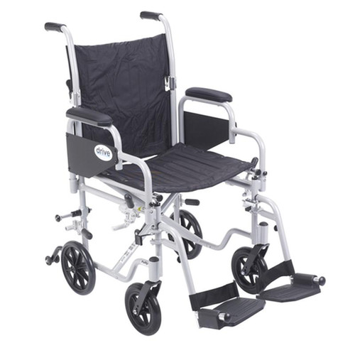 Drive Medical - DM TR18 - EA/1 Poly Fly Light Weight Transport Chair Wheelchair with Swing away Footrests, 18" Seat