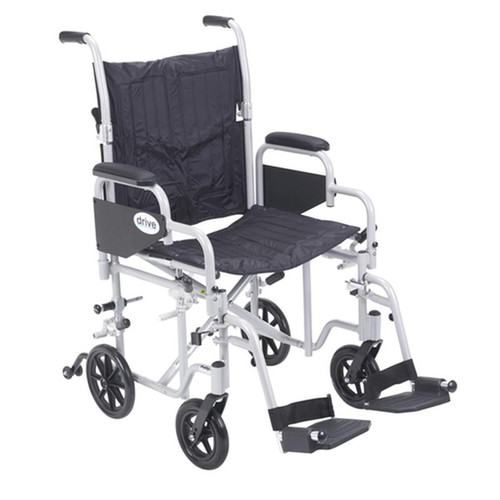 Drive Medical - DM TR20 - EA/1 Poly Fly Light Weight Transport Chair Wheelchair with Swing away Footrests, 20" Seat