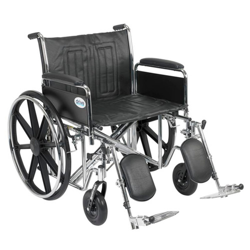Drive Medical - DMSTD24ECDFAELR - EA/1 Sentra EC Heavy Duty Wheelchair, Detachable Full Arms, Elevating Leg Rests, 24" Seat