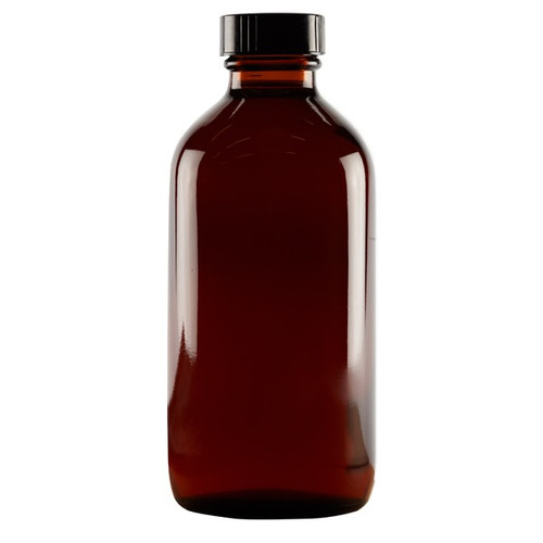 ULINE - GD S-23396 - CS/12 BOSTON ROUND GLASS AMBER BOTTLES, 8OZ (236ML)