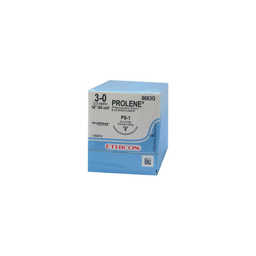 Johnson & Johnson Systagenix - JNJ 8680G - BX/12 PROLENE NON ABSORBABLE SUTURE, POLYPROPYLENE SIZE 6-0 16MM PS-3 PRIME REVERSE CUTTING