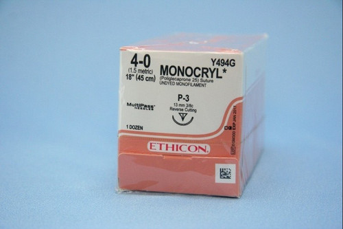 Johnson & Johnson Systagenix - JNJ Y494G - BX/12 SUTURE MONOCRYL P-3 NDLE