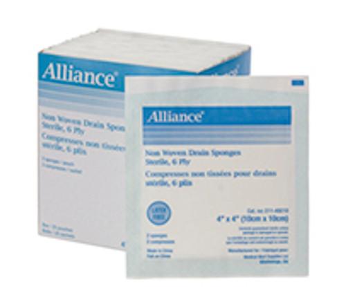 Allied Healthcare - MED A9210 - TR/25 (PK/2) TRACHEOSTOMY DRAIN SPONGE, 10CM X 10CM, NON WOVEN, 6PLY.STERILE