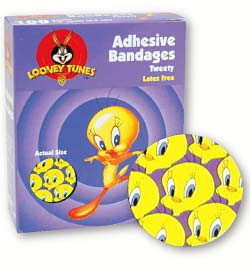 NDC inc - NDC 1074737 - BX/100 BANDAGE ADHESIVE PLASTIC SPOTS 7/8" ROUND TWEETY BIRD PRINT STERILE LATEX-FREE